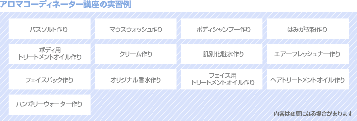 アロマコーディネーター講座の実習例